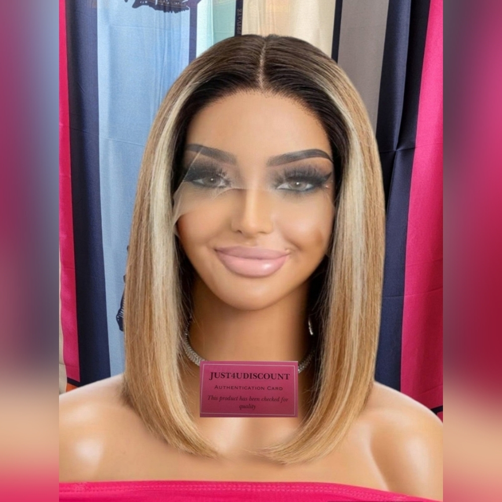 Triple brown blonde100percent  human hair HD lace front wig